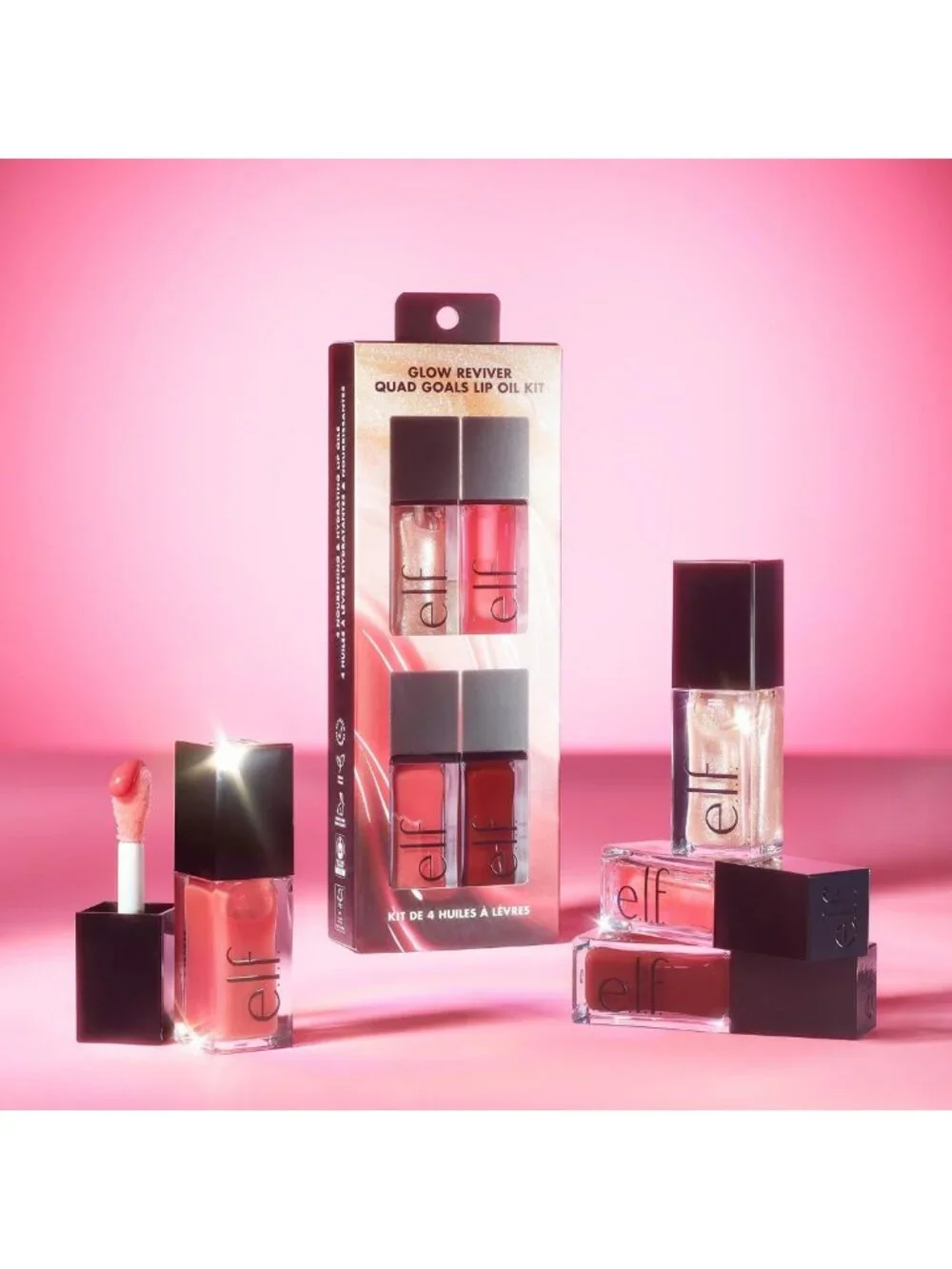 Hydrating Tinted Lip Oil Set - 4 Non-Sticky Glossy Glosses, Moisturizing & Vegan